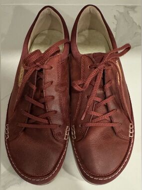 ECCO Cayla Women’s Burgundy red Leather Derby Walking Shoes street office 39/8